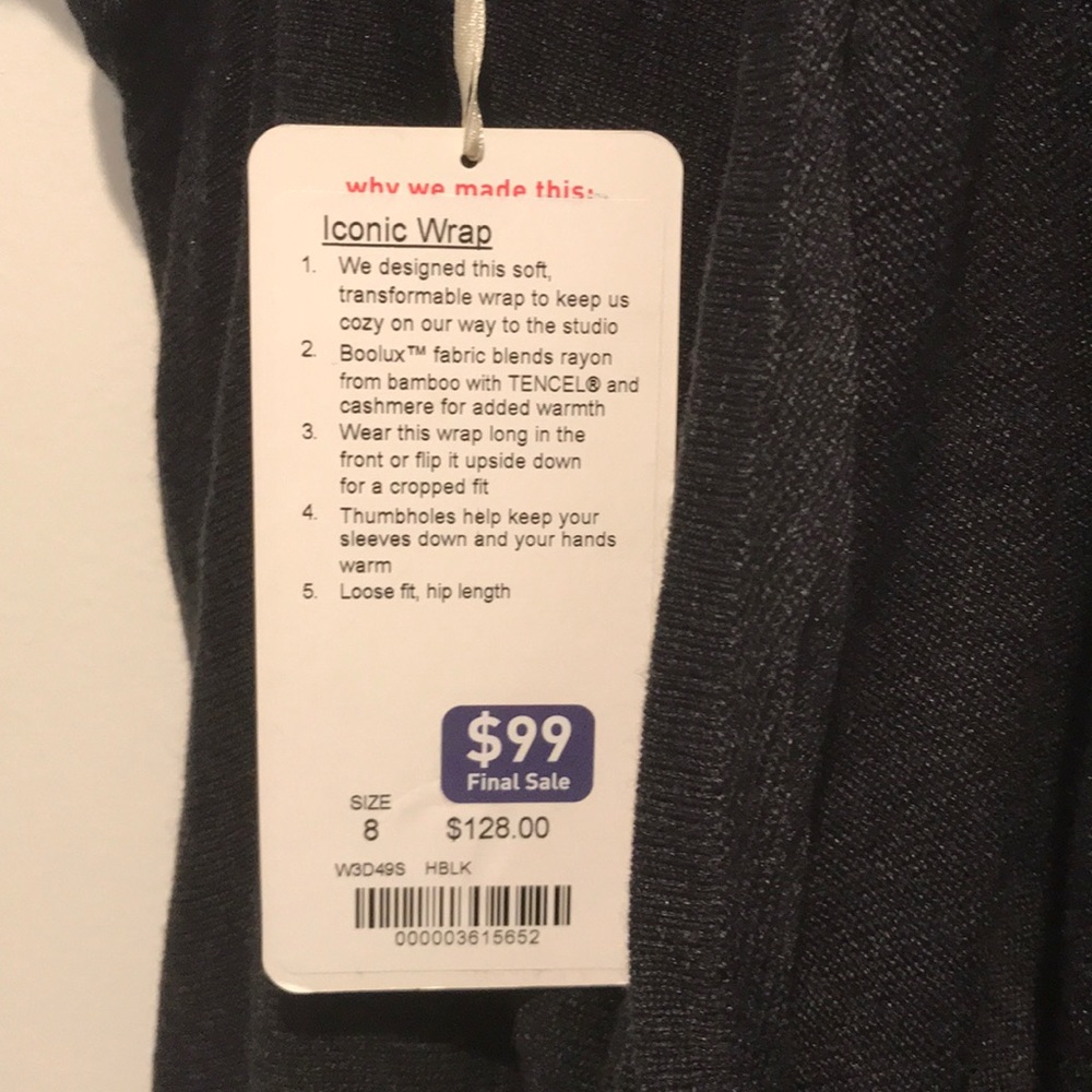 Lululemon iconic wrap charcoal grey size 8 new
